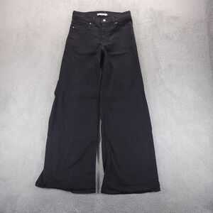 Levis Jeans Womens 28 Black 318 Shaping Wide Leg High Rise Dark Wash Stretch